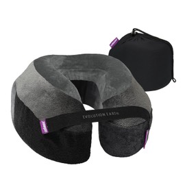 Cabeau Best Neck Pillow for Travel – Evolution Earth Deluxe – 360° Head, Neck and Chin Support for Sleeping – Sustainable Memory Foam - Removable, Washable Cover with Compact Carrying Case (Wind)