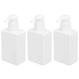 Dispensador de Jabon Baño, 3 Piezas 150ml Botellas de Plástico con Bomba Dispensador de Loción Cuadrado Llenable, Botella de Bomba de Shampoo Vacía pa