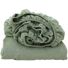 Fitted Sheet Semi Double 100% Cotton Mattress Cover 100% Washed Cotton Organic Cotton Gentle on the Skin Antibacterial Odor Resistant All Seasons Bed/Mattress/Futon Compatible Mattress Cover Bed Cover