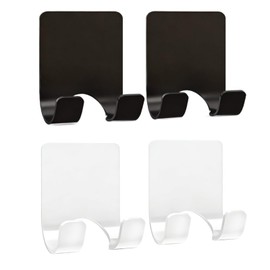 4 Pcs Razor Holder for Shower Bathroom Adhesive Hooks,Self Adhesive Shaver Hook Hanger,Stainless Steel Wall Hooks for Bathroom and Kitchen Storage Peel and Stick（2Black,2White）