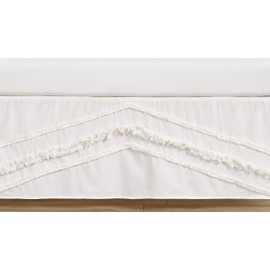 Sweet Jojo Designs Ivory Boho Bohemian Girl or Boy Baby Nursery Crib Bed Skirt Dust Ruffle - Gender Neutral Solid Color Beige Cream Off White Farmhouse Chic Unisex Minimalist Fringe Macrame Cotton