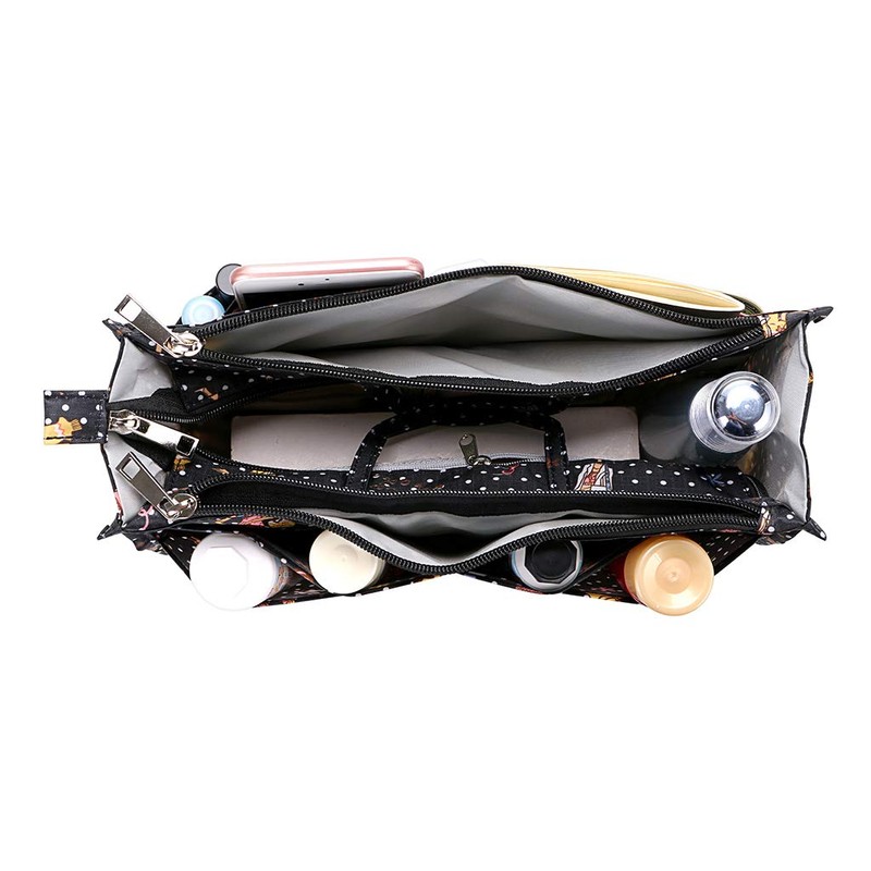 IGNPION Printed Handbag Insert Organiser with 13 Pockets, Expandable Zipper
