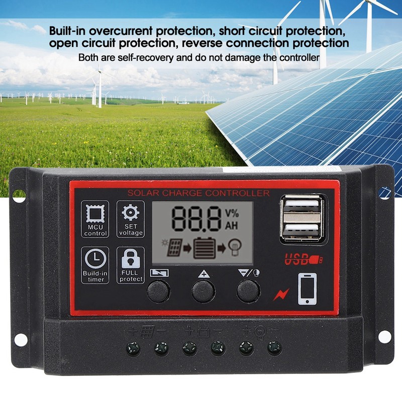 LCD Solar Charge Controller 5V /2.5A Dual USB PWM Cell
