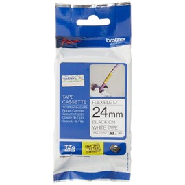 Brother Genuine Tze-FX251 Flexible ID Tape, Black On White, 24mm x 8m