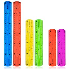 QOCUILC Set of 6 Rulers 30 cm Ruler 20 cm Ruler 15 cm Colourful Ruler Shatterproof Bendable for School Office Home Children