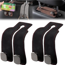 Car Hooks, Seat Back Storage Hooks, 2 in 1 Double Folding Seat Hook for Car, Car Seat Back Leather Double Hook, Universal Concealed Multifunctional Headrest Hook, Car Seat Purse Hook (Black)