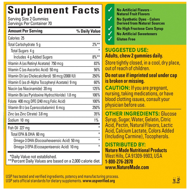 Nature Made Multivitamin + Omega-3, Multivitamin Gummies for Women and