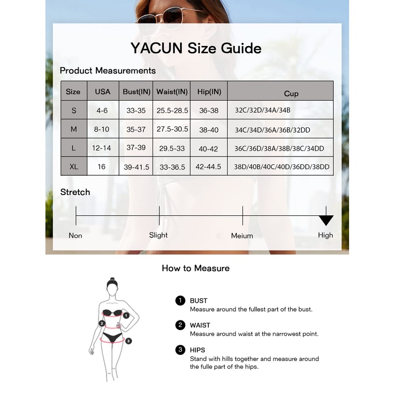 YACUN Women One Shoulder Bikini Set Two Piece Ribbed High