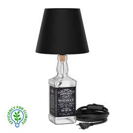 ledscom.de Flako Table Lamp, Textile Cable + Lampshade Black, E27 Lamp, Energy Efficiency Class A (Warm White, 4 W, 848 lm) without Bottle