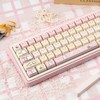 COOMICKEY Pink Keycaps 140 Keys Dye Sub Keycaps Mao Profile