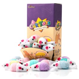 Chiwava 36pcs 11.5cm Small Rattle Cat Toy Mouse Cute Double Color Mouse Kitten Interactive Play Assorted Colors
