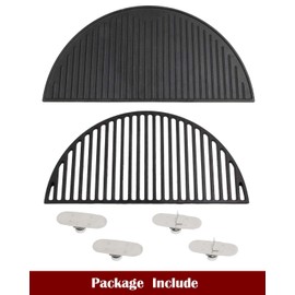 KAMaster 22" Half Moon Cast Iron Cooking Grate Grill Accessory Replaces For Weber Charcoal Grill Half Moon Grate+Griddle+4 Support Extension,Cooking Grate for Weber 22