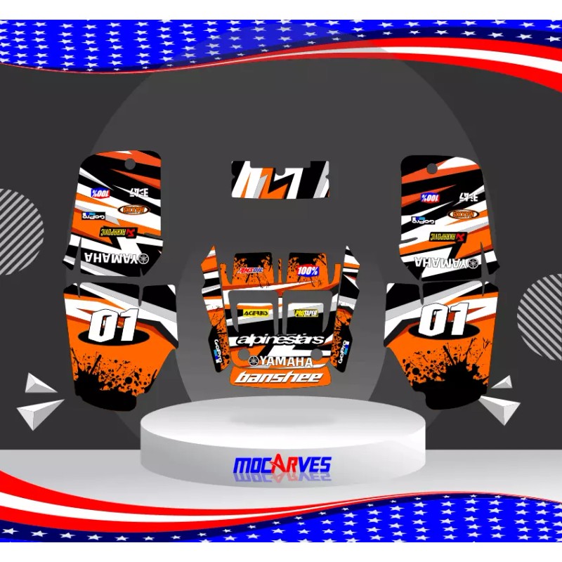 Yamaha Banshee 350 graphics kit sticker decals Vinyl Banshee