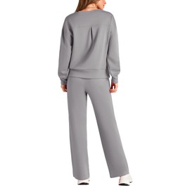 PRETTYGARDEN Womens 2 Piece Outfits 2025 Fall Long Sleeve Sweatshirt Wide Leg Pants Lounge Sets Winter Sweatsuits Tracksuit (Grey,X-Large)