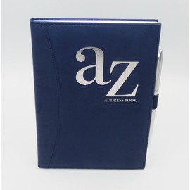 Sixstore A to Z Telephone A5 Address Book A-Z Index Hard Back PU Leather Style Cover Soft Padded, Navy