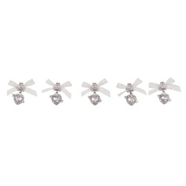 5Pcs Metal Zircon Rhinestones Nail Art Jewelry Nails Accessories, Lace Bow Manicure Pendant Nail Charms Jewels