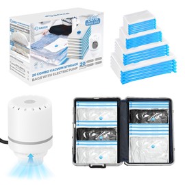 Saker Vacuum Storage Bags with Electric Pump, Space Bags Vacuum Storage Bags, 20 Pack (4 Jumbo,4 Large,6 Medium,6 Small) for Clothes, Bedding, Travel