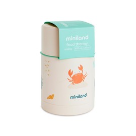 Miniland - Baby Thermos for Food 600 ml Stainless Steel, Keeps the Temperature Over 24 Hours, Leak-proof Closure and Double Wall Insulation (Crabsy)
