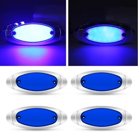 4Pcs 6.7Inch Trailer Side Marker Lights, 12V 24V Oval Trailer Running Lights Exterior Turn Signal Position Lamps, Waterproof, for Truck Tractor RV Motorhome, Blue