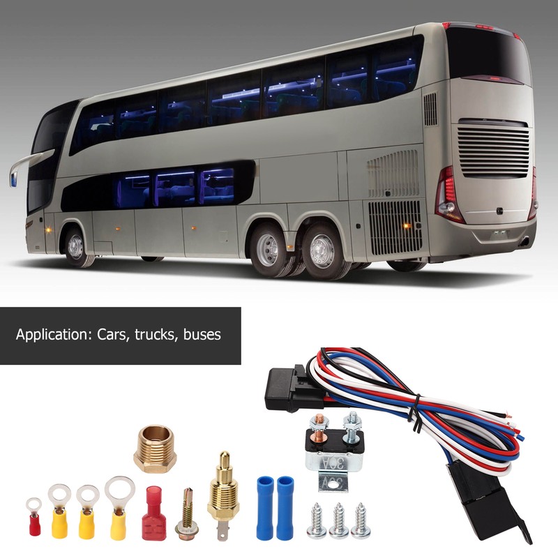 12V Electric Radiator Fan Thermostat Control Relay Wire Kit Complete