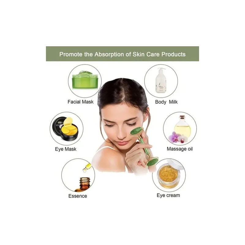 Rodillo De Masaje Facial De Jade Gua Sha Rejuvenece Kit