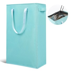 Odonata Slim Laundry Hamper Handles Collapsible Laundry Basket Thin Dirty Clothes Basket Narrow Laundry Bag Foldable Dirty Hamper 45L (Baby Blue)
