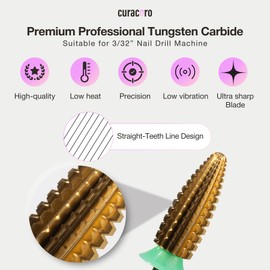 Curacoro Nail Drill Bits 3/32'' - Typhoon Bits, 2 Way, Carbide Bit (Coarse), Fast Remove, Shape & Smooth Acrylic or Gel Nails, Precise Control, for Nail Beds, Nail Art Pedicure Manicure Salon & Home