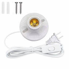  Light Bulb Socket with Cord,E26/ E27 Lamp Base Desktop 15ft Light Socket with Cord Light Bulb Base E26/ E27 Lamp Base Desktop 15ft Include Screw Cord On/Off Switch Hanging,Light Socket with Cord