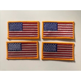 Unbranded Brand New Lot of 4 American Flag Patch Embroidered Iron On Gold Border USA