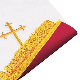 Murphy Robes Scarves-Reversible Lectern Banner Embroidered with Gold Latin Cross Sanctuary Pulpit Scarf, 17 x 36-Inch, Red/White