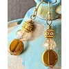 Etched Gold Dangle Earrings Amber Crystal. Jewelry Earrings for Women
