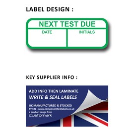 Next Test Due - Mark and Seal Write On 40mm x 15mm Labels - Price per Pack of 120 Labels (P/NO. 7820415)