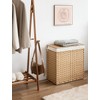 StorageWorks 110L Wicker Laundry Hamper with Lid, 2 Section Wicker