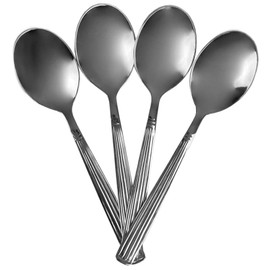 Home Basics Eternity Mirror Finish 4 Piece Stainless Steel Cutlery Flathware, Silver (Tea Spoon)