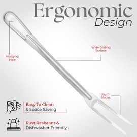 Alpine Cuisine Stainless Steel Carving BBQ Fork 13.5in with Comfortable Handle - Grill Fork Heat Resistance, Stainless Steel Forks for Barbecue, Serving, Cooking, Grilling, Roasting - Dishwasher Safe
