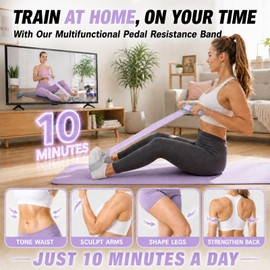 VANiGO Resistance Band with Handles, Elastic Exercise Band Resistance for Working Out 120lb Stretch Band for Exercise at Home Gym Workout Band for Body Stretching Muscle Training-Purple