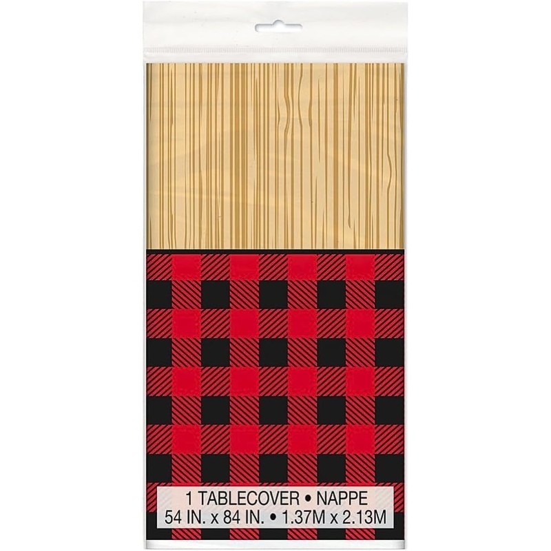 Buffalo Plaid Lumberjack Plastic Tablecloth, 84" x 54"