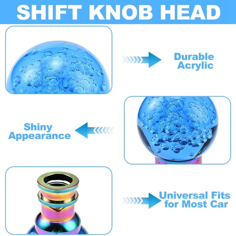Blueshyhall Glass Crystal Shift Knob Blue Bubble, LED Multicolor Gradient