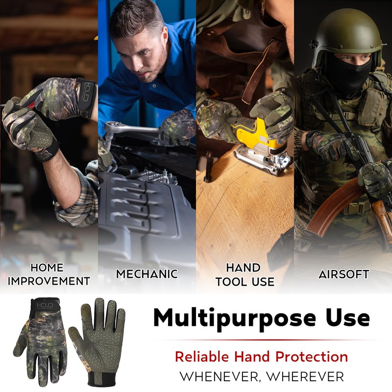HANDLANDY Work Gloves with Grip, Safety Mechanics Gloves for Men,