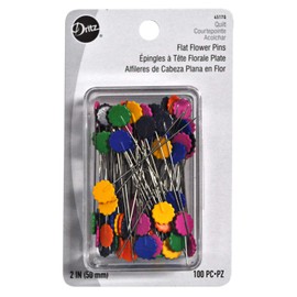 Dritz 2", 100 Count, Assorted Colors Flat Flower Straight Pins