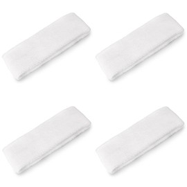 Mallofusa 4PCS Cotton Basketball Sweat Headbands Sports Head Sweatbands Yoga Volleyball Tennis Athletic Activities White