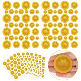CCINEE 12 Sheets St Patrick Window Clings for Glass Windows, Double-Sided Gold Coin Window Stickers for Party School Home Office Window Decal Spring St Patricks Day Decor