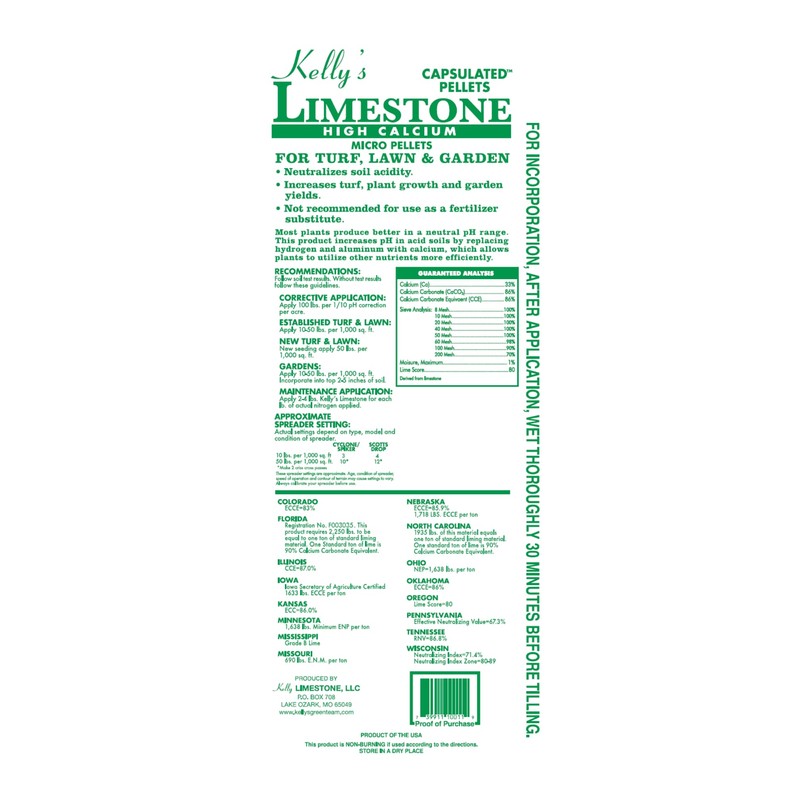 Kelly's Capsulated Limestone Pellets - 50lb Bulk Bags - for