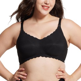 ZUMIY Maternity Breastfeeding Bra Seamless, Nursing Bra Pregnancy with Cloud-Soft Jelly Support, Ultra Comfort Wireless Drop Cup Sleep Bralette, Natural Shape (UK, Alpha, 3XL, Regular, Regular, Black)
