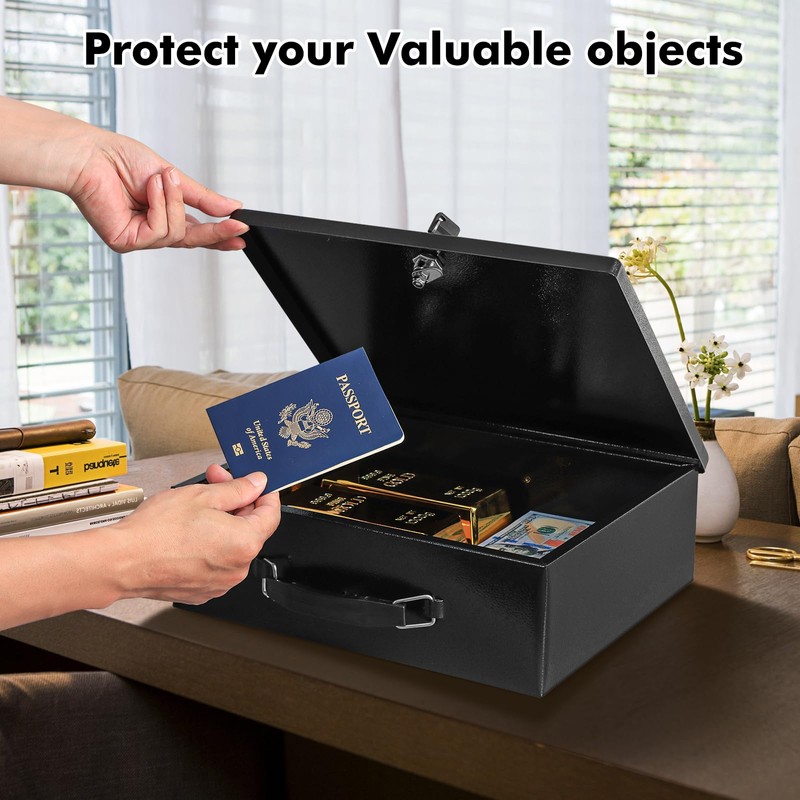 KYODOLED Fireproof Document Box with Key Lock, Large Safe Storage