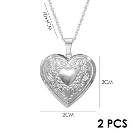 2 Pieces Heart Shaped Pendant Necklace, Photo Necklace, Vintage Necklace, Stainless Steel Necklace, Silver Necklace, Creative Design Necklace, Women's Necklace, Sister Necklace, Adjustable Necklace
