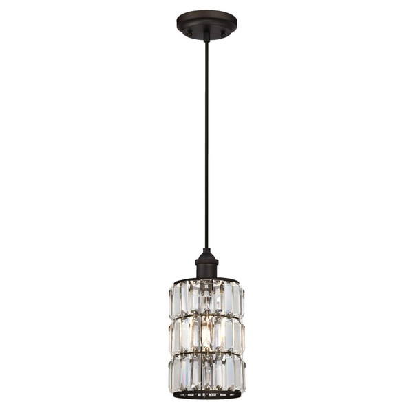 Westinghouse Lighting 6338400 Sophie One-Light Indoor Mini Pendant, Oil Rubbed Bronze Finish with Crystal Prism Glass