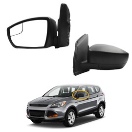 Dasbecan 3Pins Driver Left Side Mirror Assembly Compatible with 2013-2016 Ford Escape with Power Glass/Manual Folding/Blindspot Glass Matte Black Cover Replace# FO1320434