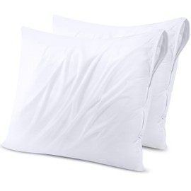 Utopia Bedding Waterproof Throw Pillow Protectors (No Pillow Inserts) with Zipper 18 x 18 Inches (2 Pack, White), Bed Bug Proof Outdoor Bed Couch Decorative Pillow Encasement Covers