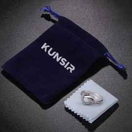 KUNSIR 925 Sterling Silver Rings for Women, True Love Knot Rings, for Fingers, Spring Rings, Jewellery Gifts, Crossed Rings for Women, with Cubic Zirconia, Size R1